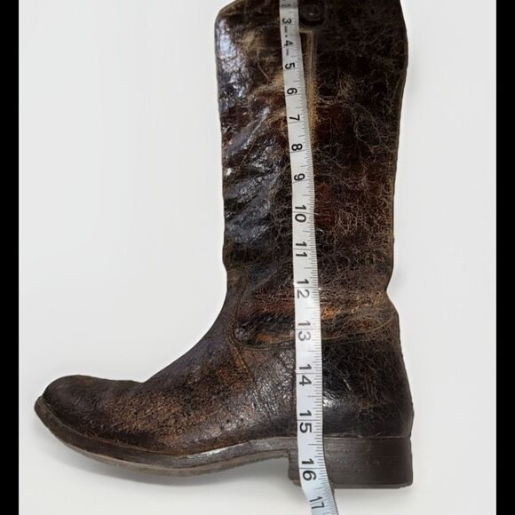 Frye Boots Womens Melissa Button Chocolate  Glazed Distressed Leather Size 6.5R - Picture 8 of 12